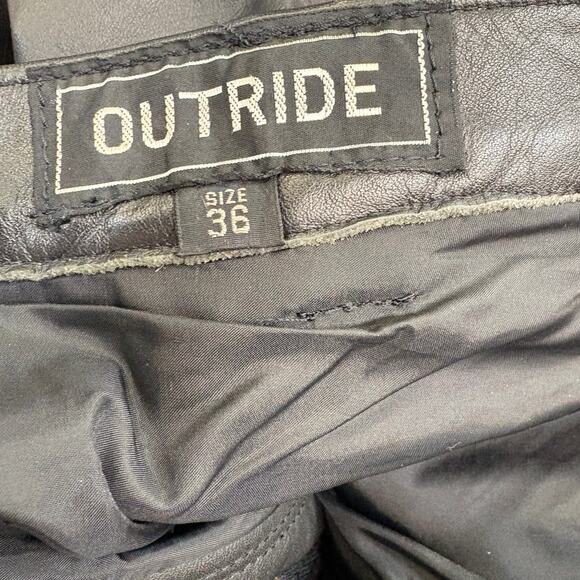 Outride Mens Black Leather Motorcycle Pants Heavy Weight Lined 4 Pocket size 36 - Picture 3 of 16